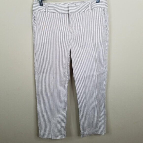 Gap Pants Womens 4 Cropped Leg Curvy Fit Stretch Khaki White Stripe - Picture 1 of 7